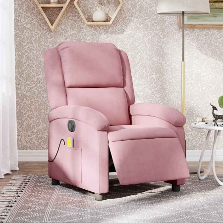 Sillón reclinable de masaje eléctrico terciopelo rosa