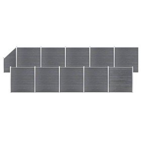 Set de valla 10 cuadradas + 1 oblicua WPC gris 1830x186 cm