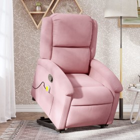 Sillón reclinable de masaje elevable terciopelo rosa Sillón reclinable de masaje elevable terciopelo rosa