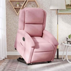 Sillón eléctrico reclinable elevable de terciopelo rosa Sillón eléctrico reclinable elevable de terciopelo rosa
