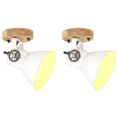 Lámparas industriales de pared/techo 2 uds blanca 20x25 cm E27