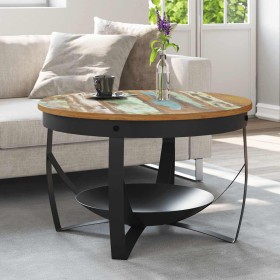 Mesa de centro de madera maciza reciclada Ø68x43 cm