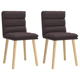 Sillas de comedor 2 unidades tela marrón oscuro