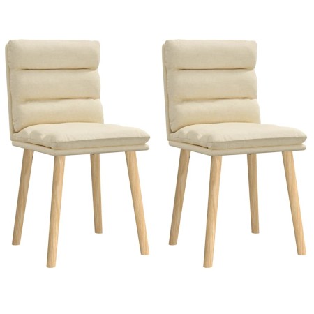Sillas de comedor 2 unidades tela color crema