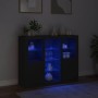 Aparadores con luces LED 3 piezas madera de ingeniería negro