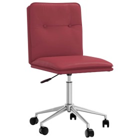 Silla de comedor de cuero sintético rojo tinto