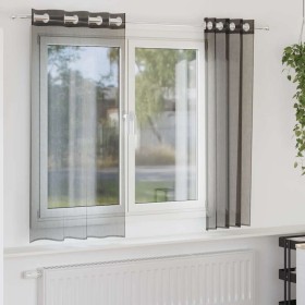 Cortinas de gasa con ojales 2 uds negro140x175 cm