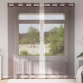 Cortinas de gasa con ojales 2 uds marrón 140x225 cm