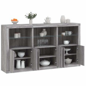 Aparador con luces LED gris Sonoma 181,5x37x100 cm