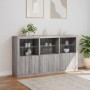 Aparador con luces LED gris Sonoma 181,5x37x100 cm