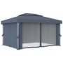 Cenador con cortina gris antracita aluminio 4x3 m en Carpas y cenadores | Comprar online en Foro24