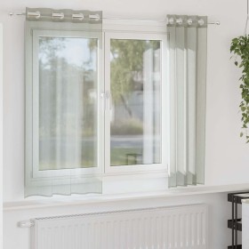 Cortinas de gasa con ojales 2 uds gris claro 140x140 cm