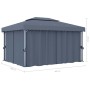 Cenador con cortina gris antracita aluminio 4x3 m en Carpas y cenadores | Comprar online en Foro24