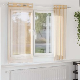 Cortinas de gasa con ojales 2 uds arena
