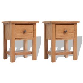 Mesitas de noche 2 unidades madera maciza de roble 36x30x47 cm Mesitas de noche 2 unidades madera maciza de roble 36x30x47 cm