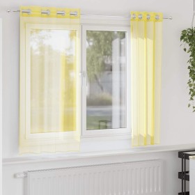 Cortinas de gasa con ojales 2 uds amarillo