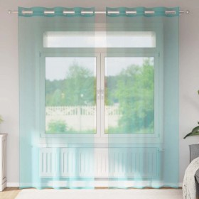 Cortinas de gasa con ojales 2 uds turquesa