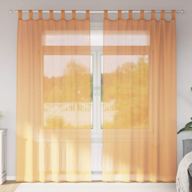Cortinas de gasa con trabillas 2 uds naranja 140x225 cm