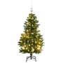 Árbol Navidad artificial con bisagras 150 LED y bolas 120 cm