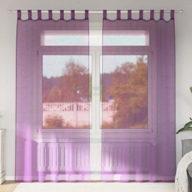Cortinas de gasa con trabillas 2 uds morado 140x245 cm