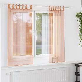 Cortinas de gasa con trabillas 2 uds terracota 140x175 cm