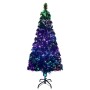 Árbol de Navidad artificial y soporte fibra óptica verde 210 cm