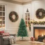 Medio árbol de Navidad artificial con soporte PVC verde 150 cm