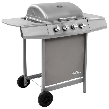 Barbacoa de gas con 4 fogones plateada en Barbacoas | Comprar online en Foro24