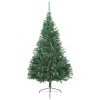Medio árbol de Navidad artificial con soporte PVC verde 210 cm