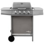 Barbacoa de gas con 4 fogones plateada