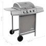 Barbacoa de gas con 4 fogones plateada