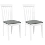 Sillas de comedor con cojines 2uds madera maciza blanco caucho