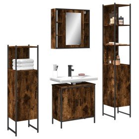 Set de muebles de baño 4 piezas madera contrachapada roble humo