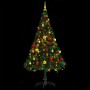 Árbol de Navidad artificial con luces y bolas verde 150 cm
