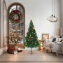 Árbol de Navidad preiluminado con luces y bolas verde 180 cm