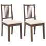 Sillas de comedor con cojines 2 uds madera maciza marrón caucho