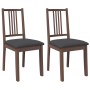 Sillas de comedor con cojines 2 uds madera maciza marrón caucho
