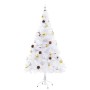 Árbol de Navidad preiluminado con luces y bolas blanco 150 cm