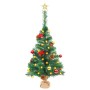Árbol de Navidad preiluminado con luces y bolas verde 64 cm