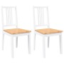 Sillas de comedor 2 unidades madera maciza de caucho blanco