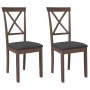 Sillas de comedor con cojines 2 uds madera maciza marrón caucho