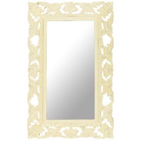 Espejo tallado a mano madera maciza de mango blanco 80x50 cm