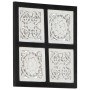Panel de pared tallado a mano MDF negro y blanco 40x40x1,5 cm
