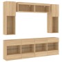 Muebles de TV de pared con luces LED 6 piezas roble sonoma