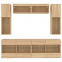 Muebles de TV de pared con luces LED 6 piezas roble sonoma