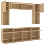 Muebles de TV de pared con luces LED 6 piezas roble sonoma