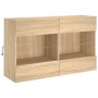 Muebles de TV de pared con luces LED 6 piezas roble sonoma