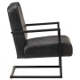 Sillón voladizo de cuero auténtico negro