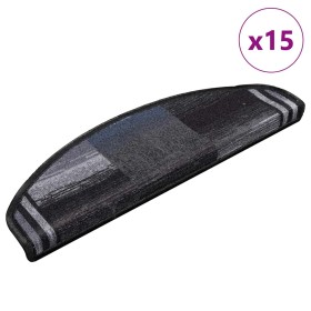 Alfombrilla autoadhesiva escalera 15 uds negro gris 65x21x4 cm