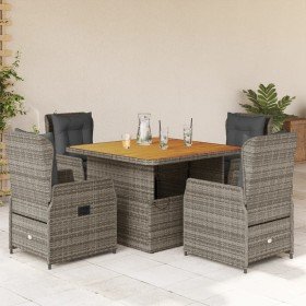 Set comedor de jardín 5 piezas con cojines ratán sintético gris en Conjuntos de jardín | Comprar online en Foro24